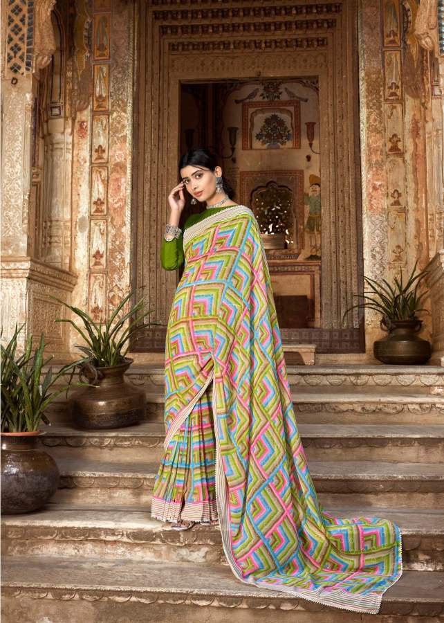 Lt Aabhushan Daily Wear Wholesale Printed Georgette Sarees Catalog
